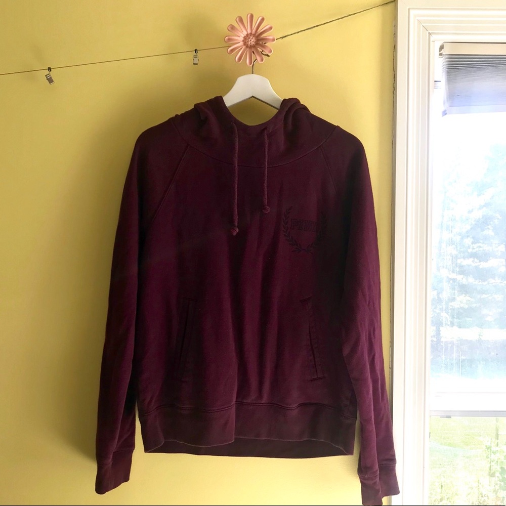 VS Love Pink Cowl Neck Burgundy Campus Sweatshirt